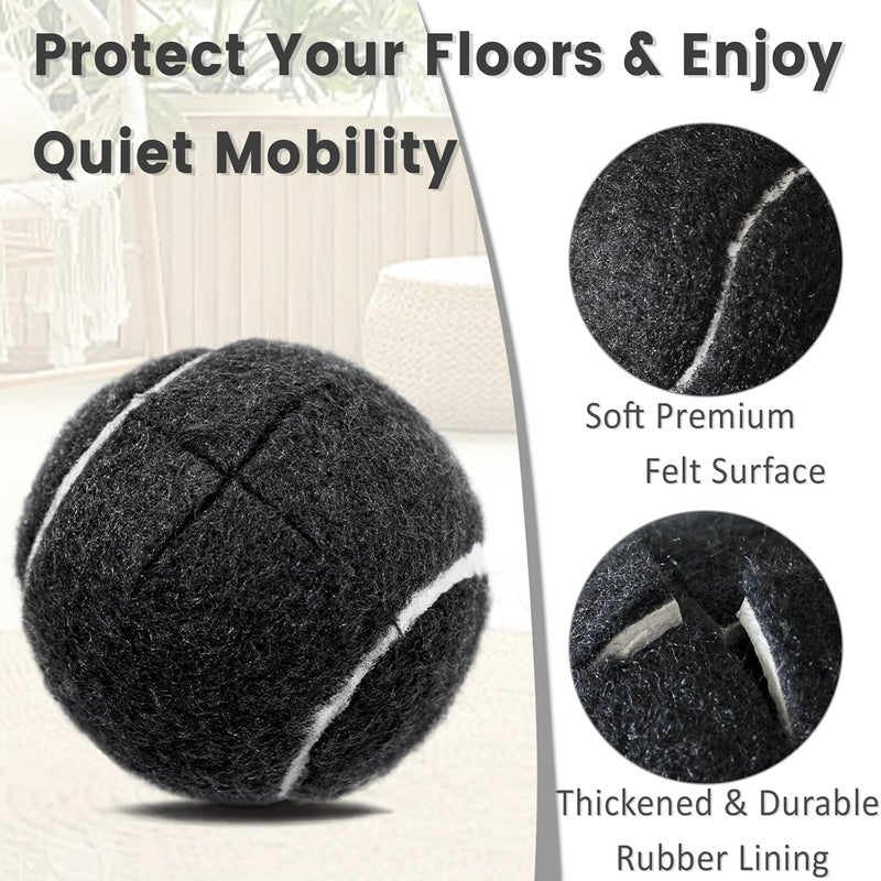 Dekafri Tennis Balls For Walkers Pre Cut 4pcs Walker Tennis Balls Precut For Seniors, Pre-Cut Ball For Walker Feet And Chair Legs, Universal Walker Glides Ball For Floor Protection, Fits Most Legs (Black) - Image 4